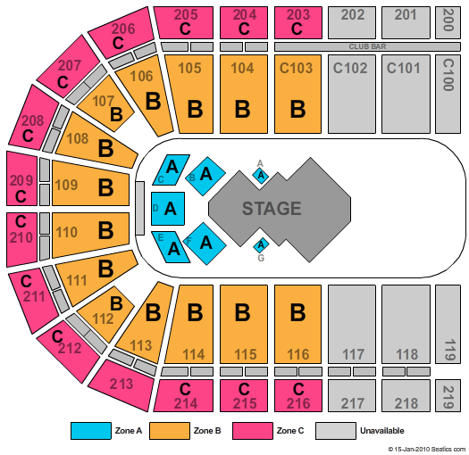 NOW Arena Cirque Zone Seating Chart